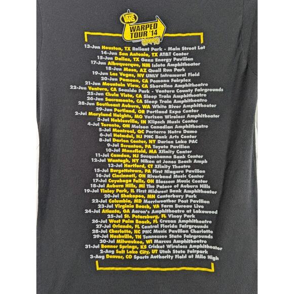 Vans Warped Tour '14 Size M Black Cotton Babydoll Tour T-shirt - Picture 5 of 5